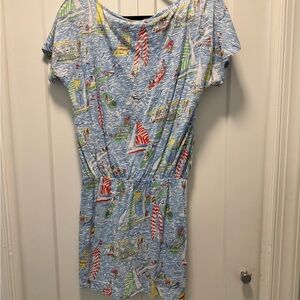 Lilly Pulitzer Blue Sailboat Print Mini Dress